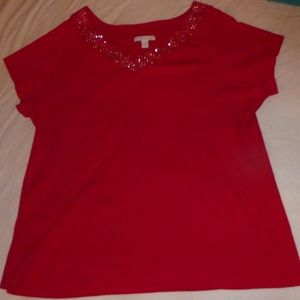 Westport 1962 Red Sequin Dressbarn Woman 3X SL Top